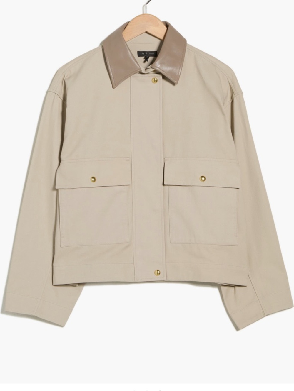 rag & bone Sandstone Nessa Jacket with Faux Leather Collar NWT